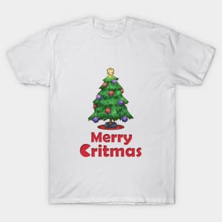 Merry Critmas D20 Dice Christmas Tree T-Shirt